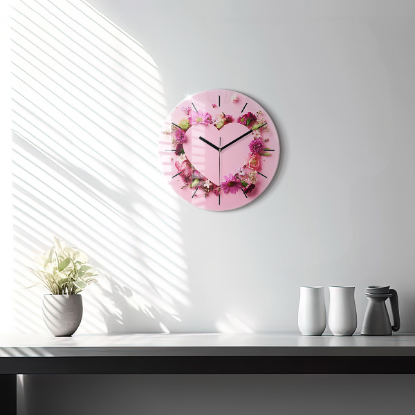 Reloj de pared redondo Corazón de flores