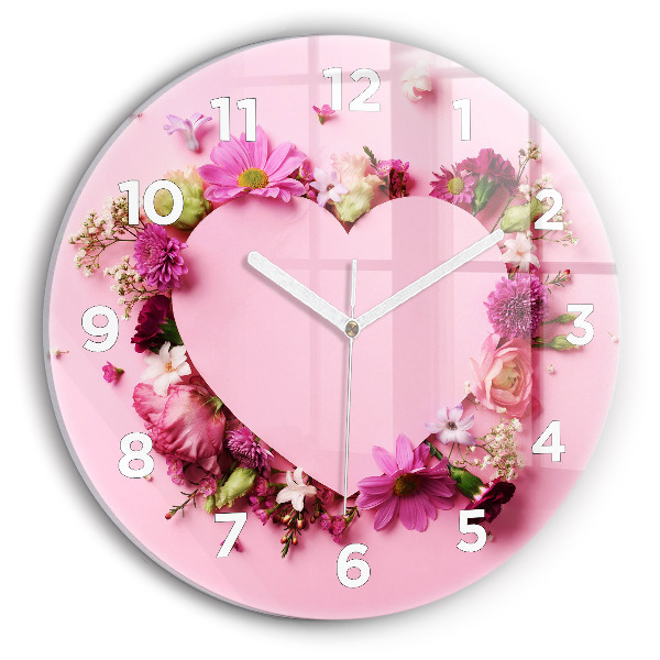 Reloj de pared redondo Corazón de flores