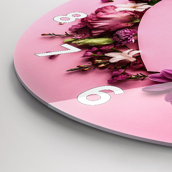 Reloj de pared redondo Corazón de flores