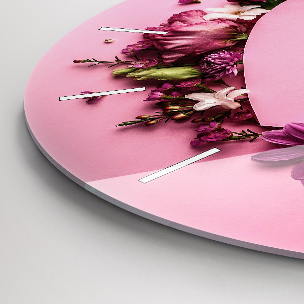 Reloj de pared redondo Corazón de flores