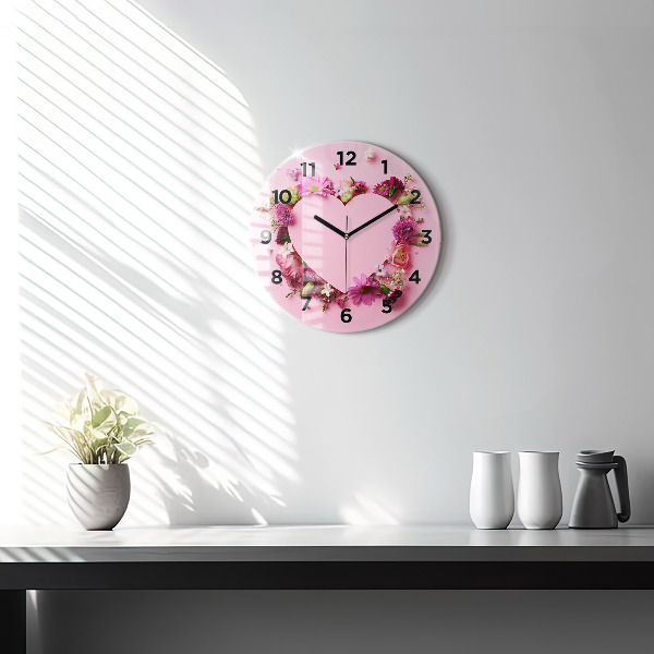 Reloj de pared redondo Corazón de flores