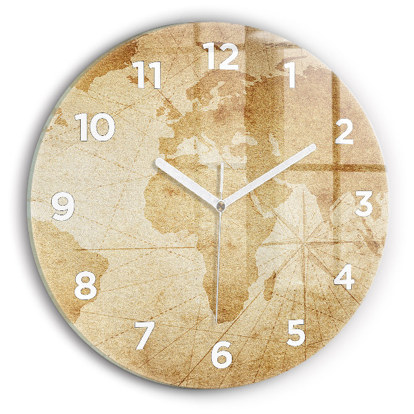 Reloj de cristal redondo Mapamundi vintage