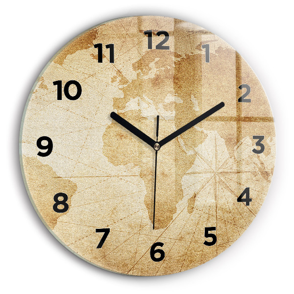 Reloj de cristal redondo Mapamundi vintage