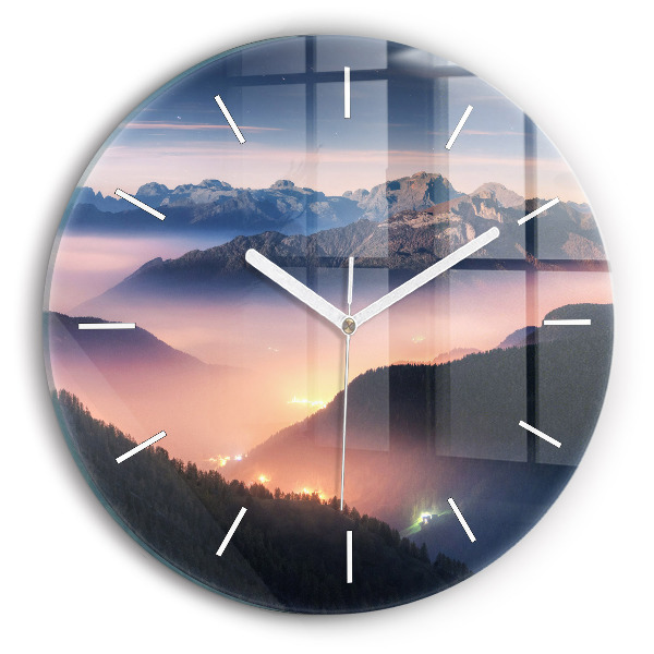 Reloj redondo pared Paisaje de cumbres