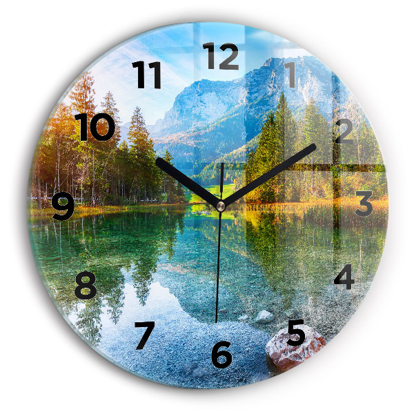 Reloj de cristal redondo Río montañas Paisaje