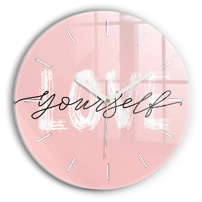 Reloj redondo pared Inscripción Love yourself