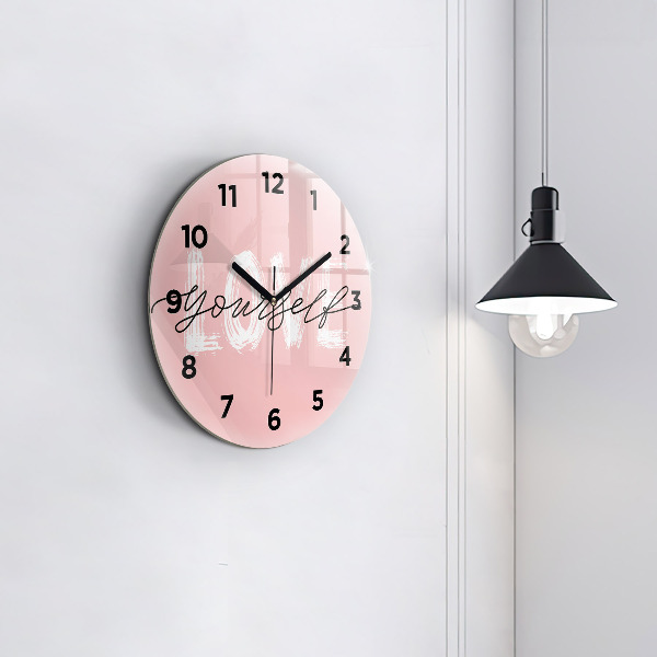 Reloj redondo pared Inscripción Love yourself