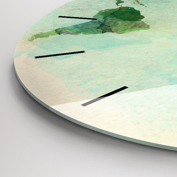 Reloj redondo pared Mapa del mundo en acuarela