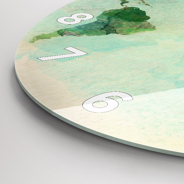 Reloj redondo pared Mapa del mundo en acuarela