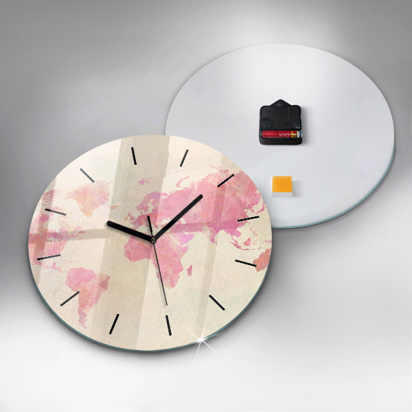 Reloj redondo pared Mapamundi en acuarela