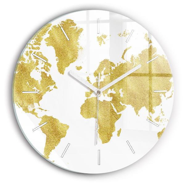 Reloj de pared redondo Mapamundi dorado