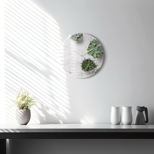 Reloj de cristal redondo Plantas decorativas
