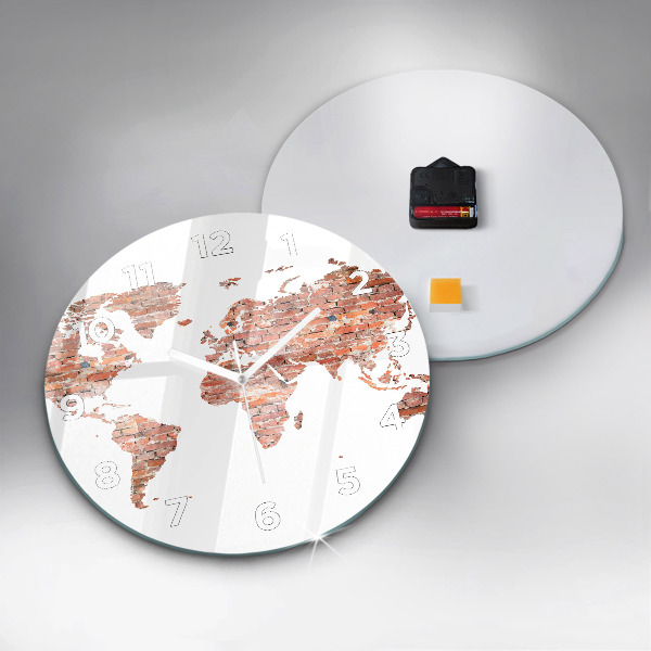 Reloj de cristal redondo Viejo mapa de ladrillos