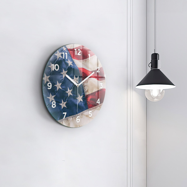 Reloj redondo pared Bandera americana