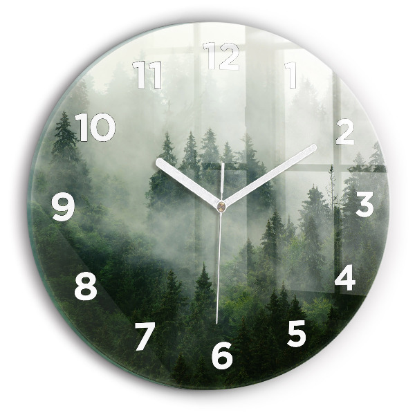 Reloj de cristal redondo Bosque brumoso