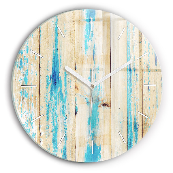 Reloj de cristal redondo Madera rayada