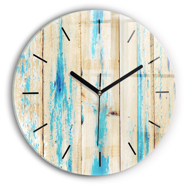 Reloj de cristal redondo Madera rayada