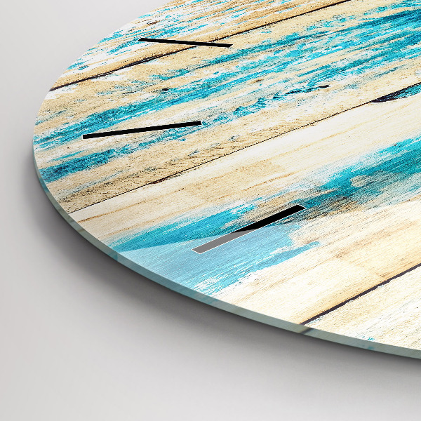 Reloj de cristal redondo Madera rayada