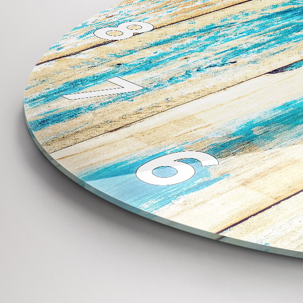 Reloj de cristal redondo Madera rayada