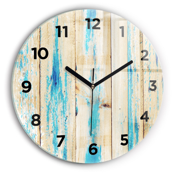 Reloj de cristal redondo Madera rayada