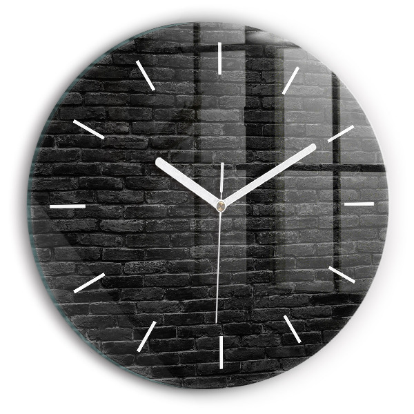 Reloj de pared redondo Pared de ladrillos oscuros