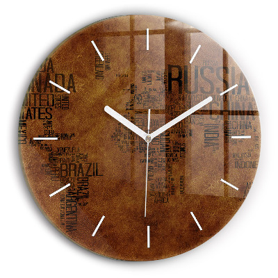 Reloj redondo pared Mapa con nombres de países