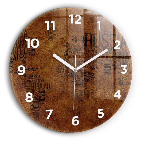Reloj redondo pared Mapa con nombres de países