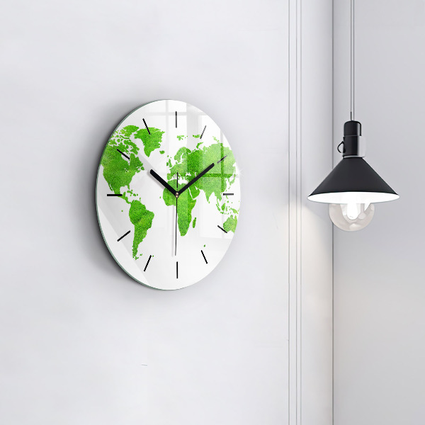 Reloj de cristal redondo Mapa de hierba verde