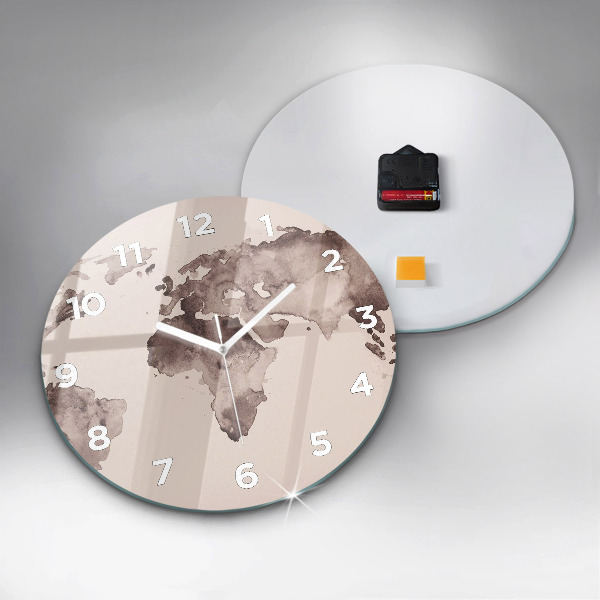 Reloj de pared redondo Mapa del mundo en acuarela
