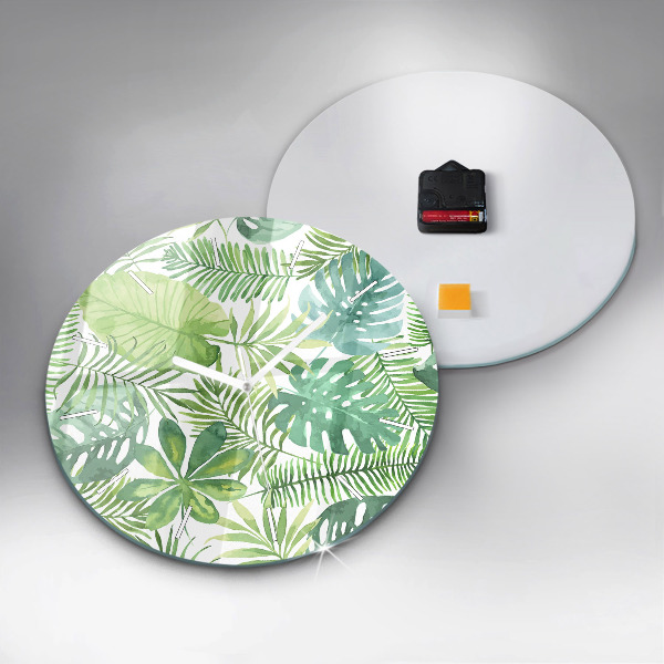 Reloj redondo pared Hojas verdes