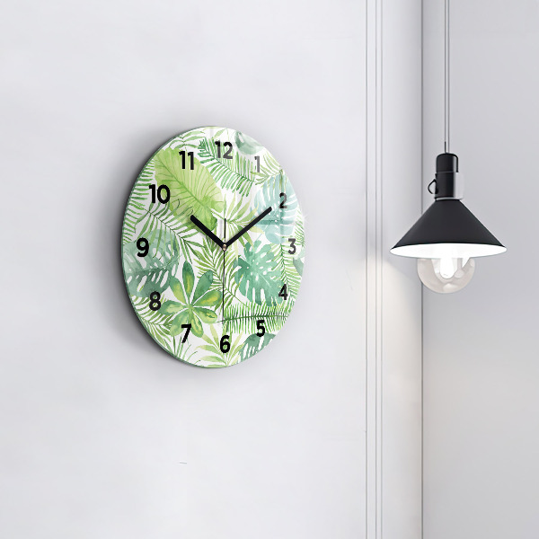 Reloj redondo pared Hojas verdes