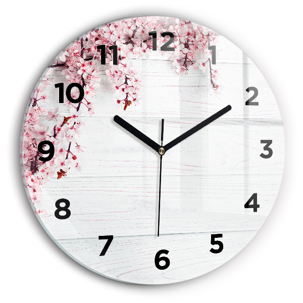 Reloj de cristal redondo Flores de primavera