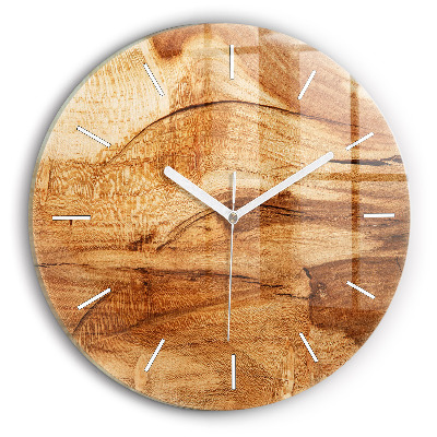 Reloj de cristal redondo Textura de madera