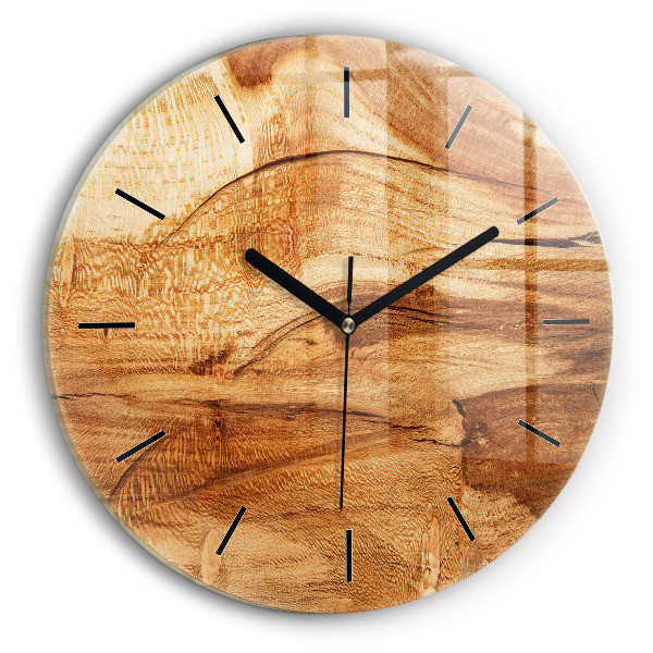 Reloj de cristal redondo Textura de madera