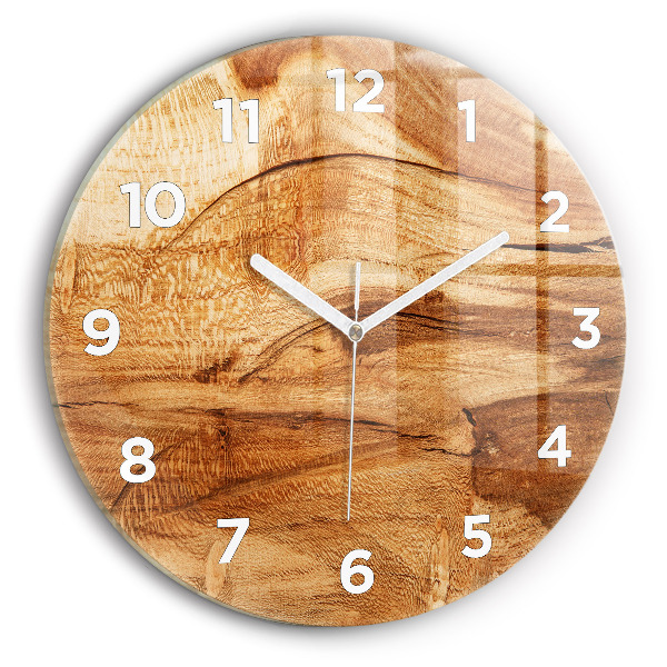 Reloj de cristal redondo Textura de madera