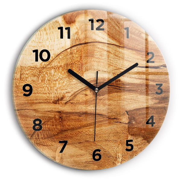 Reloj de cristal redondo Textura de madera