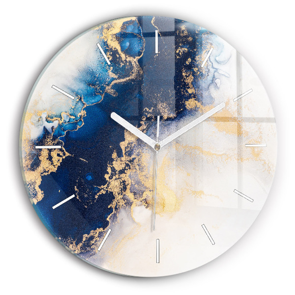 Reloj de cristal redondo Patrón de mármol