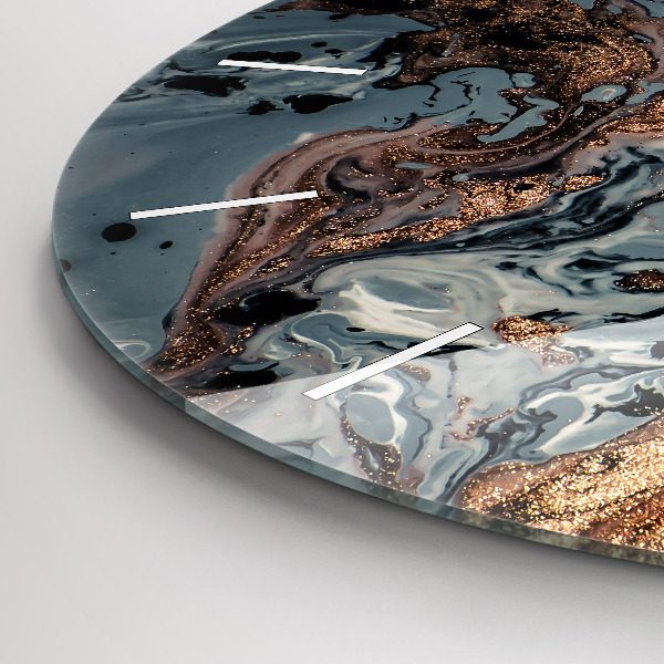 Reloj de pared redondo Abstracción mármol dorado