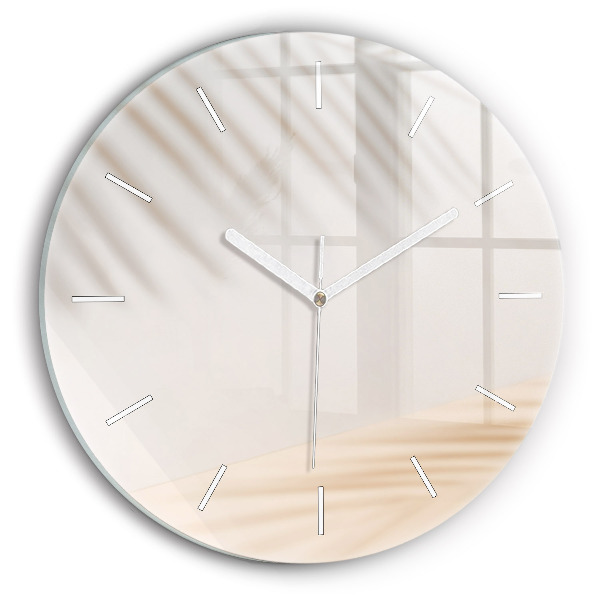 Reloj de cristal redondo Abstracción en crema