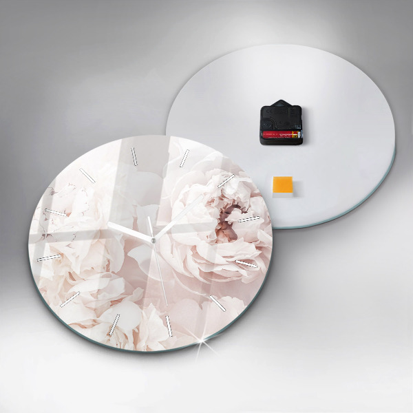 Reloj redondo pared Flores de peonía