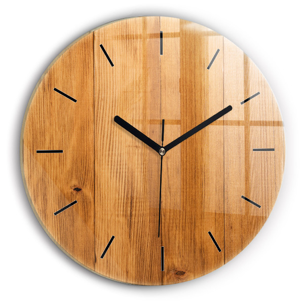 Reloj de cristal redondo Tablas de madera