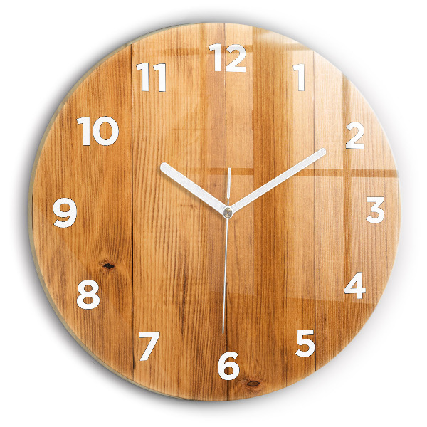 Reloj de cristal redondo Tablas de madera