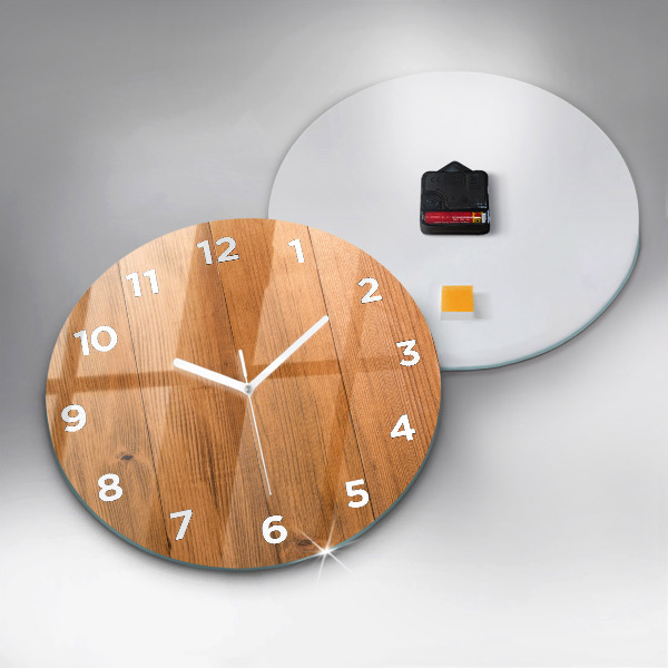 Reloj de cristal redondo Tablas de madera