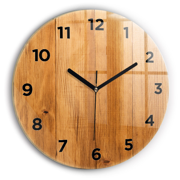 Reloj de cristal redondo Tablas de madera