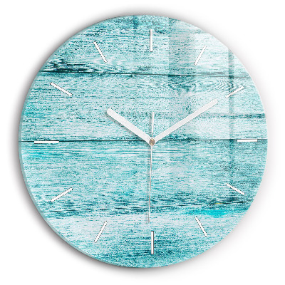 Reloj de cristal redondo Madera vieja azul