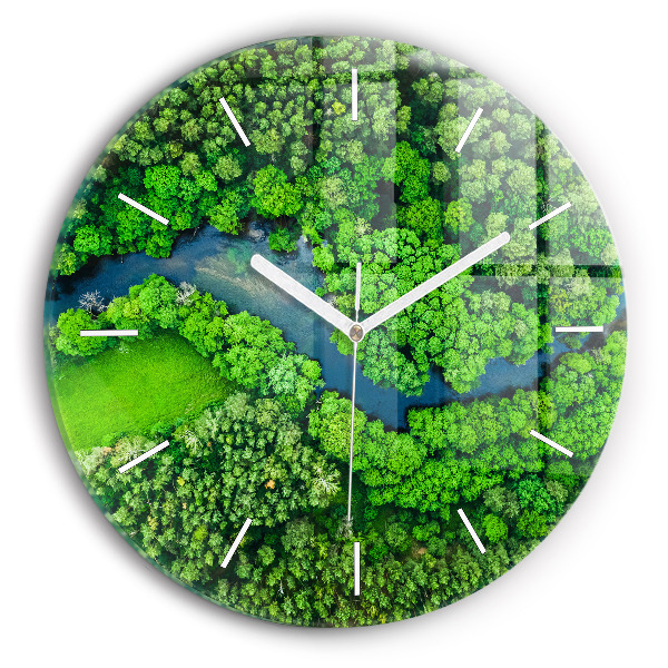 Reloj redondo pared Río en el bosque