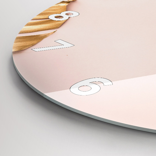 Reloj de cristal redondo Hojas tropicales doradas