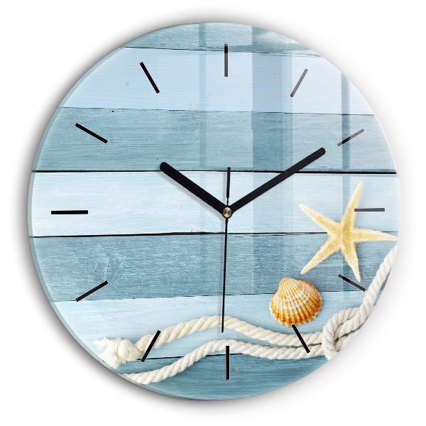 Reloj de pared redondo Rayas y conchas marinas