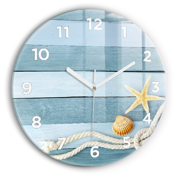 Reloj de pared redondo Rayas y conchas marinas