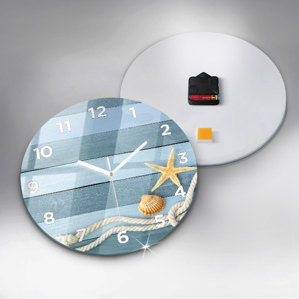 Reloj de pared redondo Rayas y conchas marinas